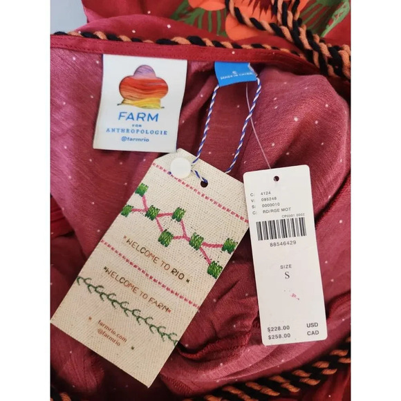 NWD Farm Rio x Anthropologie One-Shoulder Printed Satin Jumpsuit Sz S Red 9D403 - Picture 6 of 16